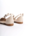 MONICA Tokalı Ortopedik Rahat Taban Taş Detaylı Kadın Babet Ayakkabı KT Krem
