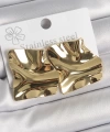 Shoecide 316 Çelik Gold Renk Dalgalı Plaka Kare Model Kadın Küpe