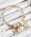 Shoecide 316l Çelik Beyaz Zirkon Taşlı Balık Deniz Kabuğu Ve Deniz Yıldızı Model Gold Renk Charm Bileklik