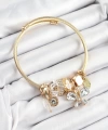 Shoecide 316l Çelik Beyaz Zirkon Taşlı Kelebek Model Gold Renk Charm Bileklik