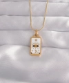 Shoecide 316l Çelik Gold Renk Beyaz Mineli Göz Figür Tarot Kolye