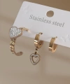 Shoecide 316l Çelik Gold Renk Kalp Model Zirkon Taşlı Kadın Küpe Kombini