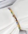 Shoecide 316l Çelik Gold Renk Karışık Renkli Kristal Taşlı Kadın Bileklik