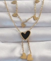 Shoecide 316l Çelik Gold Renk Mineli Çoklu Kalp Kolye