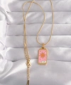 Shoecide 316l Çelik Gold Renk Pembe Mineli Güneş Model Tarot Kolye