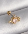 Shoecide 316l Çelik Gold Renk Pembe Mineli Kalp Zirkon Taş Detay Tragus Piercing