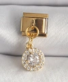 Shoecide 316l Çelik Gold Renk Sallantı Daire Zirkon Taşlı Nomination Charm