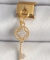 Shoecide 316l Çelik Gold Renk Sallantı Zirkon Taşlı Anahtar Model Nomination Charm