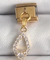 Shoecide 316l Çelik Gold Renk Sallantı Zirkon Taşlı Damla Model Nomination Charm