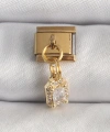Shoecide 316l Çelik Gold Renk Sallantı Zirkon Taşlı Kare Model Nomination Charm