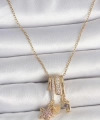 Shoecide 316l Çelik Gold Renk Sallantı Zirkon Taşlı Mor Taşlı Ayıcık Figür Charm Kadın Kolye