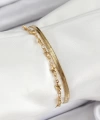 Shoecide 316l Çelik Gold Renk Yıldız Zincir Ve İtalyan Zincirli 2li Kadın Bileklik