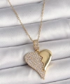 Shoecide 316l Çelik Gold Renk Zincir Zirkon Taşlı Kırık Kalp Model Kadın Kolye