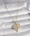 Shoecide 316l Çelik Gold Renk Zincir Zirkon Taşlı Kırık Kalp Model Kadın Kolye