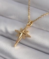 Shoecide 316l Çelik Gold Renk Zirkon Taşlı Kutup Yıldızı Model Kadın Kolye