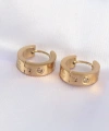 Shoecide 316l Çelik Gold Renk Zirkon Taşlı Minimal Model Halka Küpe