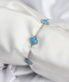 Shoecide 316l Çelik Gümüş Renk Buz Mavisi Baby Boy Yonca Kadın Bileklik