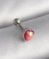 Shoecide 316l Çelik Gümüş Renk Kırmızı Mineli Kalp Tragus Piercing
