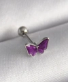Shoecide 316l Çelik Gümüş Renk Mor Kelebek Model Tragus Piercing