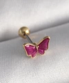 Shoecide 316l Çelik Gümüş Renk Pembe Kelebek Model Tragus Piercing