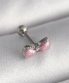 Shoecide 316l Çelik Gümüş Renk Pembe Kurdele Zirkon Taş Detay Tragus Piercing