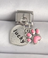 Shoecide 316l Çelik Gümüş Renk Pembe Pati lucky İşlemeli Kalp Model Nomination Charm