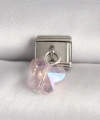 Shoecide 316l Çelik Gümüş Renk Pembe Zirkon Taşlı Kelebek Model Nomination Charm