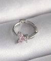 Shoecide 316l Çelik Gümüş Renk Pembe Zirkon Taşlı Kelebek Model Tragus Piercing