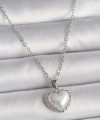 Shoecide 316l Çelik Gümüş Renk Zincir 3d İnci Kalp Model Kadın Kolye