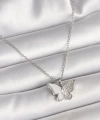 Shoecide 316l Çelik Gümüş Renk Zincir Zirkon Taşlı Beyaz Mineli Kelebek Model Kadın Kolye
