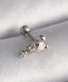 Shoecide 316l Çelik Gümüş Renk Zirkon Taş Detay Pembe Kalp İşleme Tragus Piercing