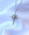 Shoecide 316l Çelik Gümüş Renk Zirkon Taşlı Kutup Yıldızı Model Kolye