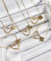 Shoecide 316l Çelik Kalp Detaylı Gold Renk Harf Kolye 24lü Paket Kolye