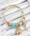 Shoecide 316l Çelik Mavi Zirkon Taşlı Baykuş Arı Ve Anahtar Model Gold Renk Charm Bileklik