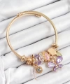 Shoecide 316l Çelik Mor Zirkon Taşlı Kelebek Model Gold Renk Charm Bileklik