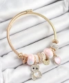 Shoecide 316l Çelik Pembe Zirkon Taşlı Ayıcık Ve Kalp Model Gold Renk Charm Bileklik