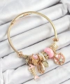 Shoecide 316l Çelik Pembe Zirkon Taşlı Balık Deniz Kabuğu Ve Deniz Yıldızı Model Gold Renk Charm Bileklik