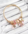 Shoecide 316l Çelik Pembe Zirkon Taşlı Kelebek Model Gold Renk Charm Bileklik