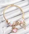 Shoecide 316l Çelik Pembe Zirkon Taşlı Kilit Anahtar Ve Kalp Model Gold Renk Charm Bileklikcharm Bileklik