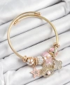 Shoecide 316l Çelik Pembe Zirkon Taşlı Yıldız Göz Ve Yonca Model Gold Renk Charm Bileklik