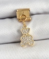 Shoecide 316l Çelik Sallantılı Zirkon Taşlı Ayıcık Model Gold Renk Nomination Charm
