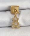 Shoecide 316l Çelik Sallantılı Zirkon Taşlı Ayıcık Model Gold Renk Nomination Charm