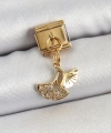 Shoecide 316l Çelik Sallantılı Zirkon Taşlı Balık Kuyruğu Model Gold Renk Nomination Charm