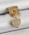 Shoecide 316l Çelik Sallantılı Zirkon Taşlı Kalp Model Gold Renk Nomination Charm