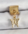 Shoecide 316l Çelik Sallantılı Zirkon Taşlı Kelebek Model Gold Renk Nomination Charm