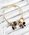 Shoecide 316l Çelik Siyah Zirkon Taşlı Kelebek Model Gold Renk Charm Bileklik