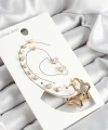 Shoecide 316l Çelik Yıldız Figürlü Ve Zirkon Taşlı Gold Renk 7li Çift Kadın Küpe Set