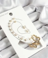 Shoecide 316l Çelik Yıldız Figürlü Ve Zirkon Taşlı Gold Renk 7li Çift Kadın Küpe Set