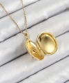 Shoecide 316l Çelik Zincir Açılabilir Madalyon Model Zirkon Taşlı Gold Renk Kadın Kolye