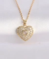 Shoecide 316l Çelik Zincir Altın Renk Zirkon Taşlı Kalp Kolye